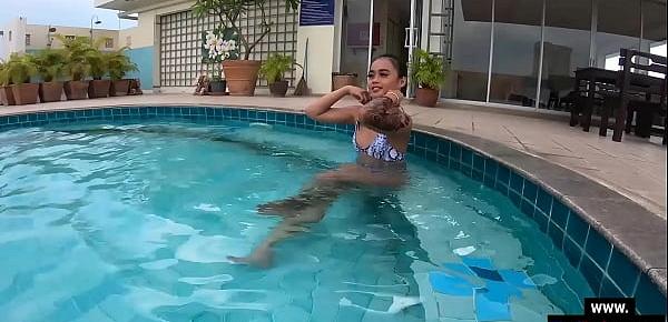  Naughty Asian slut with big ass pleased bad client after they enjoyed in the pool